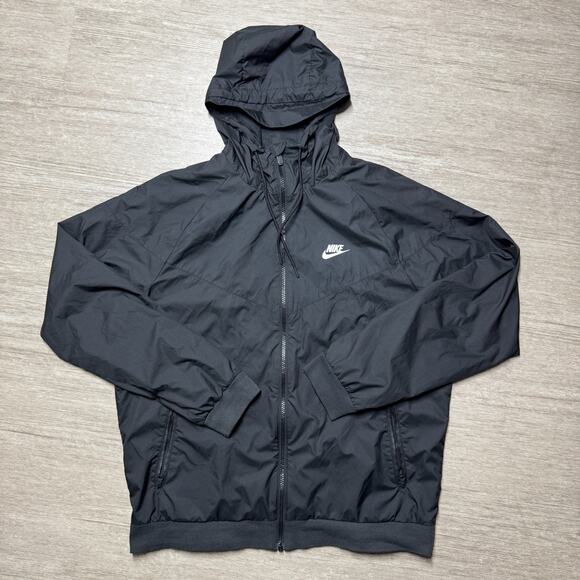 Nike Men's Windrunner Jacket Mens L Black Zip Up Lined AT5270-010 Sportswear - Picture 1 of 8